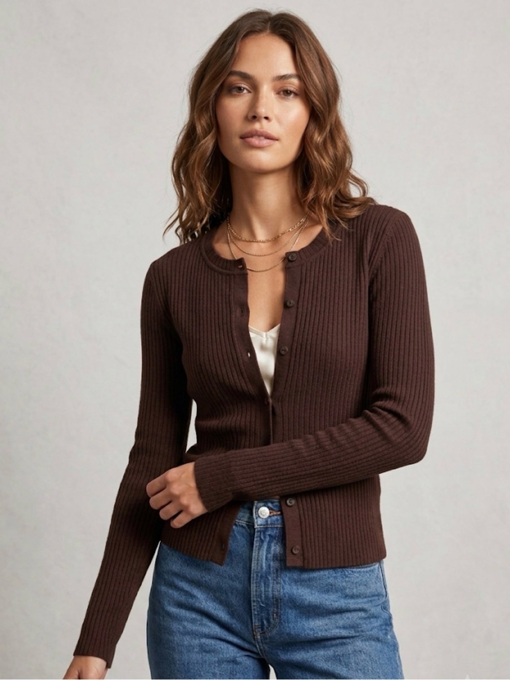 aerie Ribbed Button-Front Cardigan